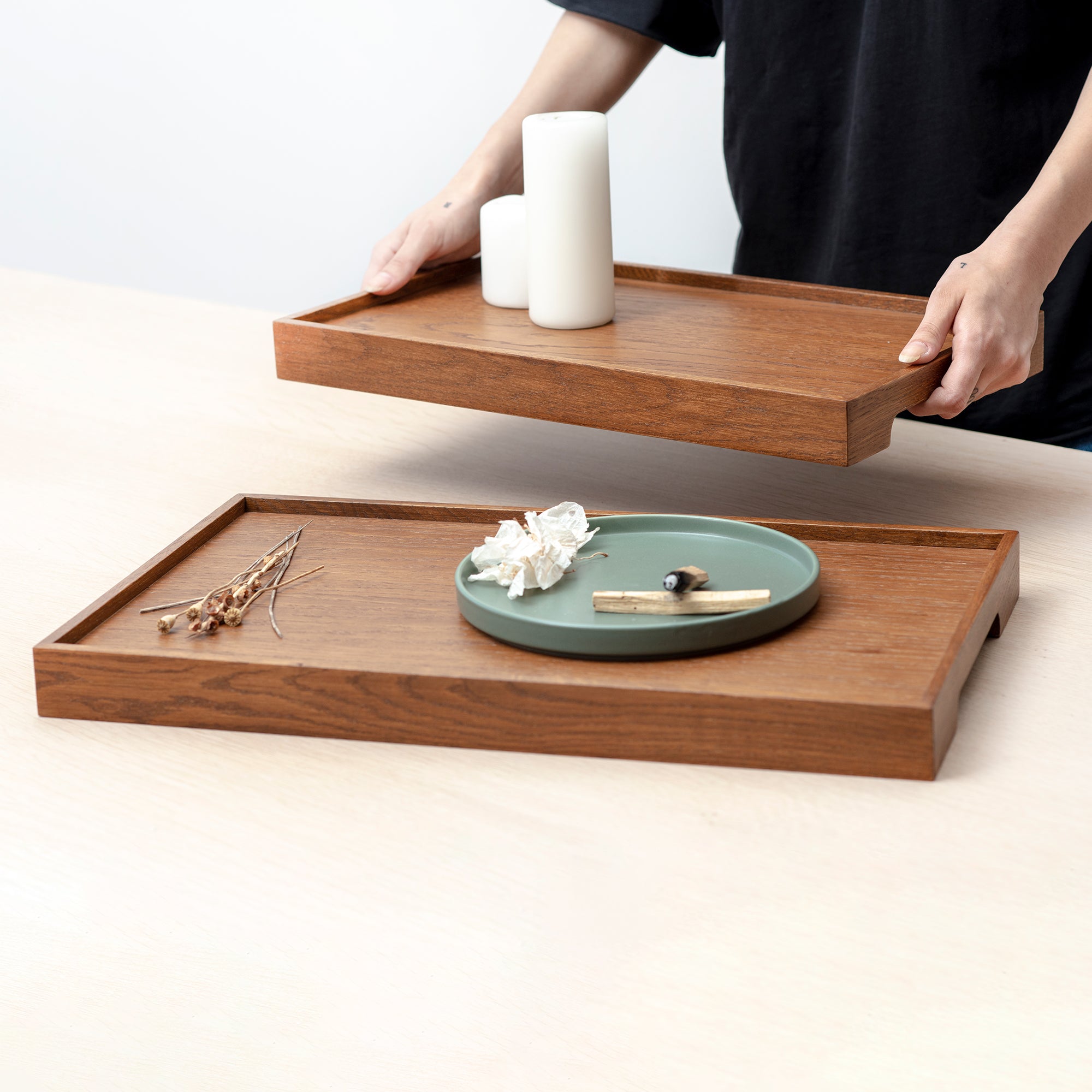 Edge Meşe Tepsi Seti