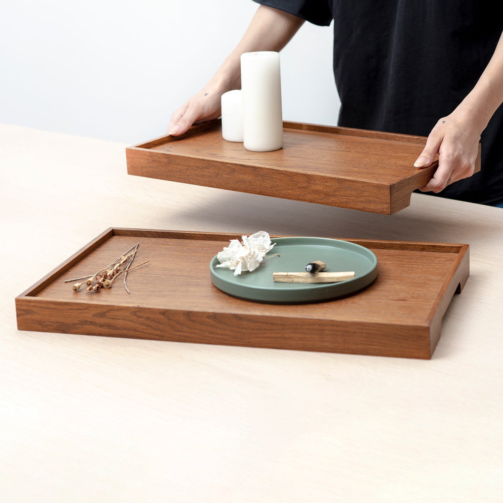 Edge Meşe Tepsi Seti