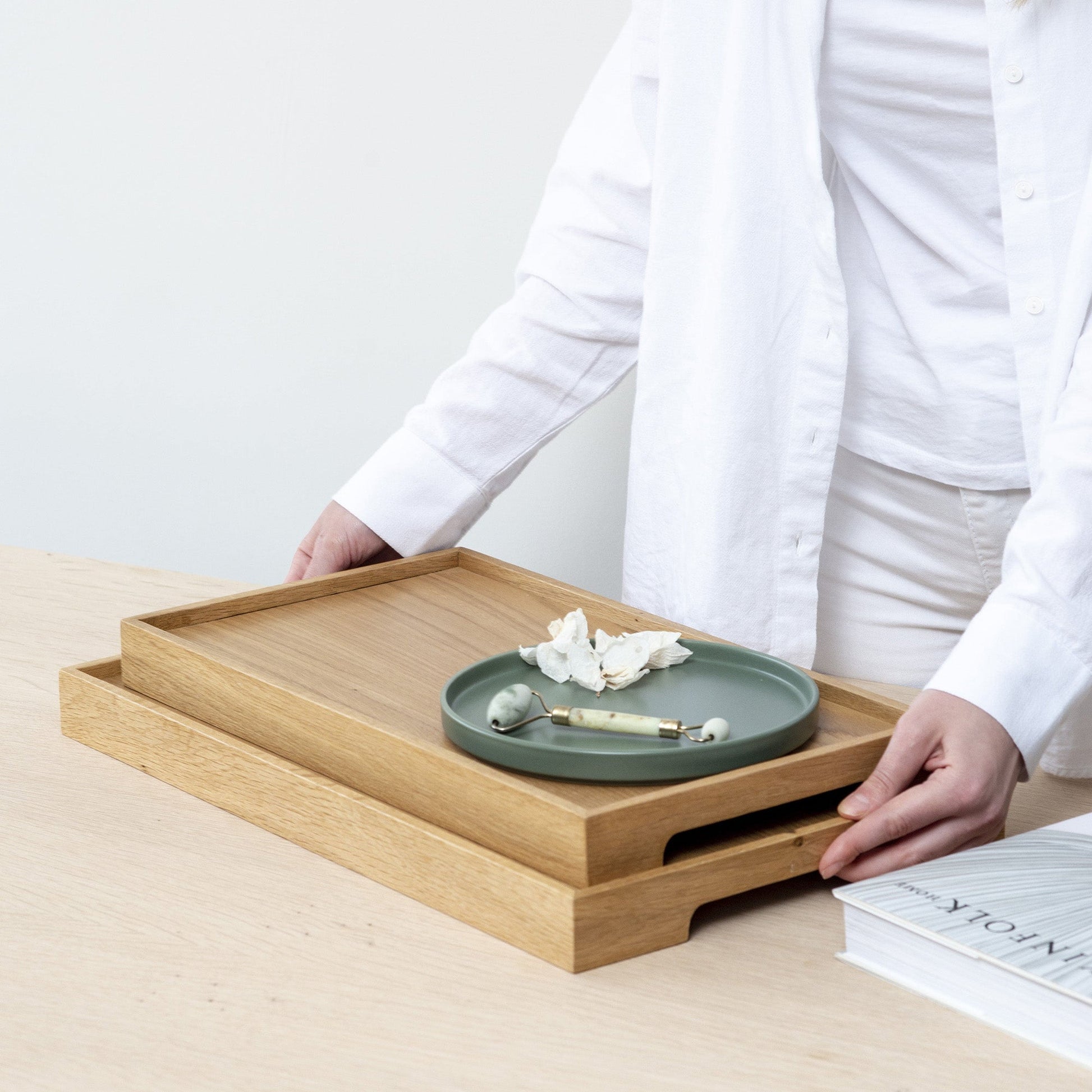 Edge Meşe Tepsi Seti