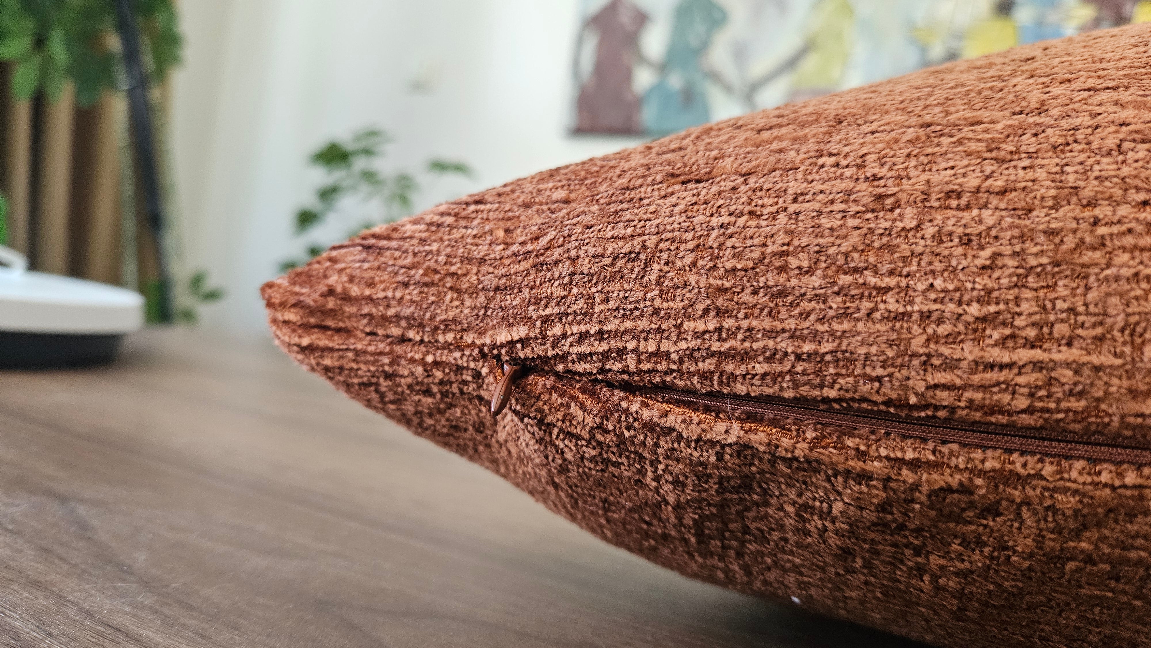 Terracotta Dokulu Kadife Yastık Kılıfı