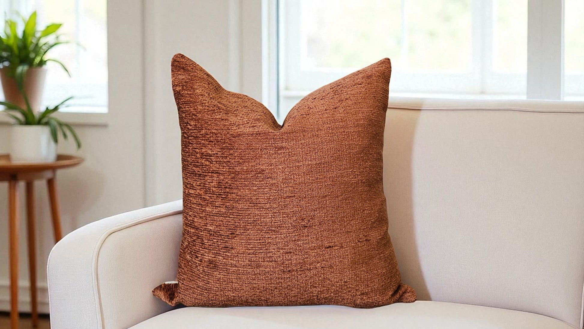 Terracotta Dokulu Kadife Yastık Kılıfı