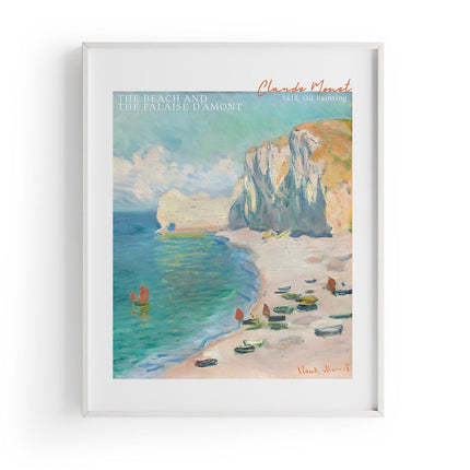 The Beach And The Falaise D'Amont | Claude Monet Baskı-Baskı-ODA.products-30x40 cm-Beyaz Çerçeve-NowShopFun