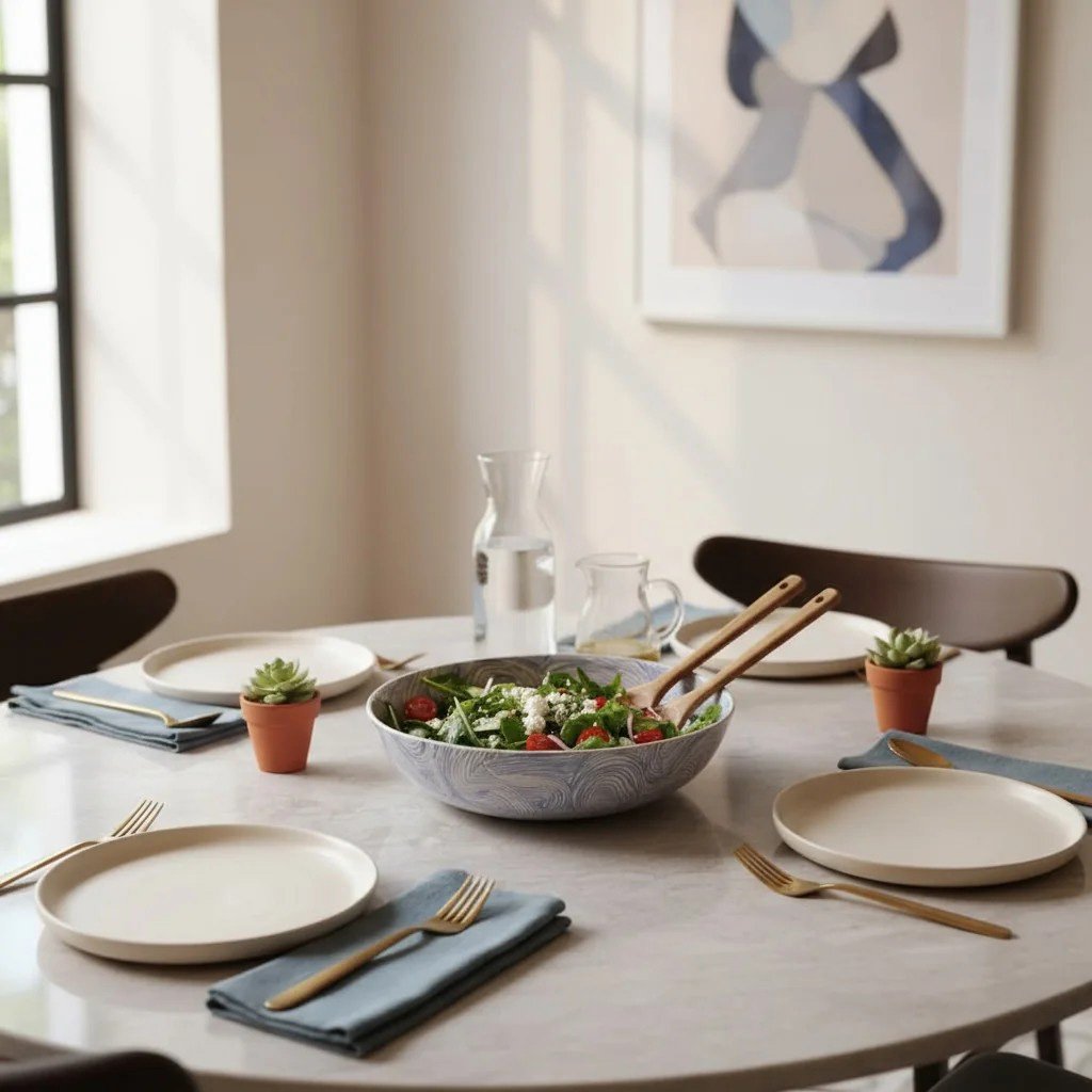 Çizgili Büyük Stoneware Tabak