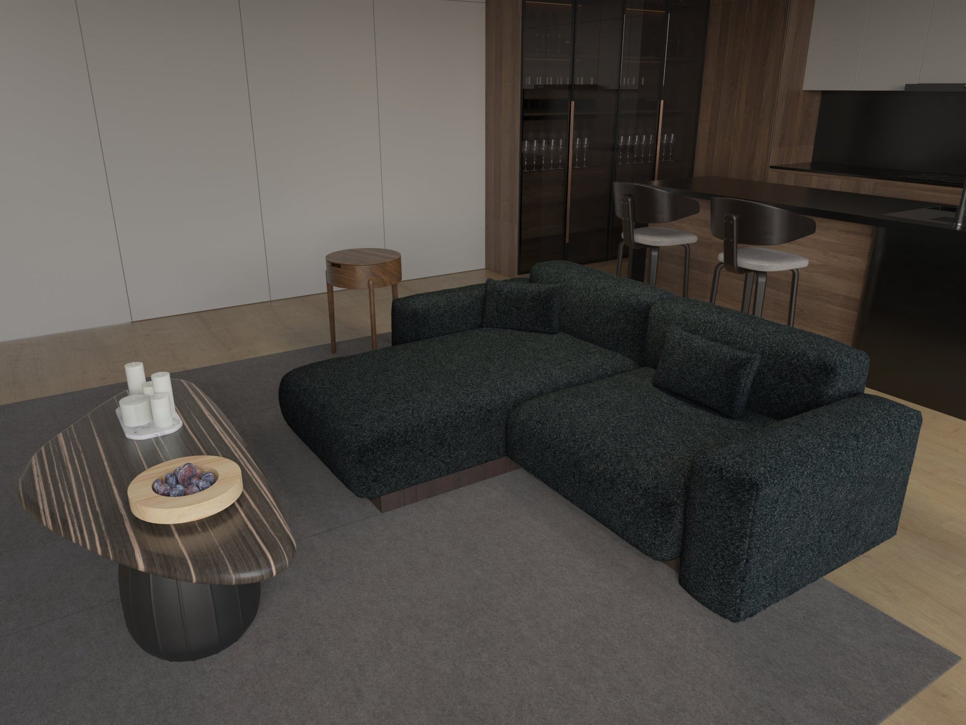 Tierra 2'li L Koltuk - Koyu Gri