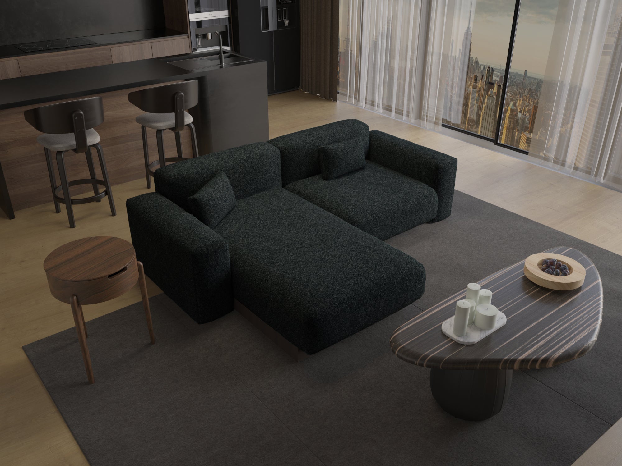 Tierra 2'li L Koltuk - Koyu Gri