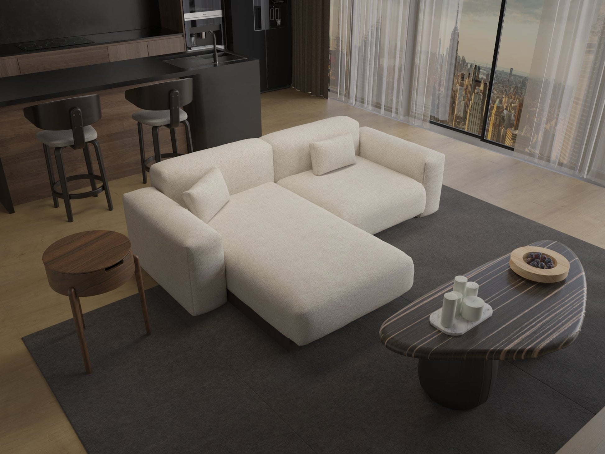 Tierra 2'li L Koltuk - Krem