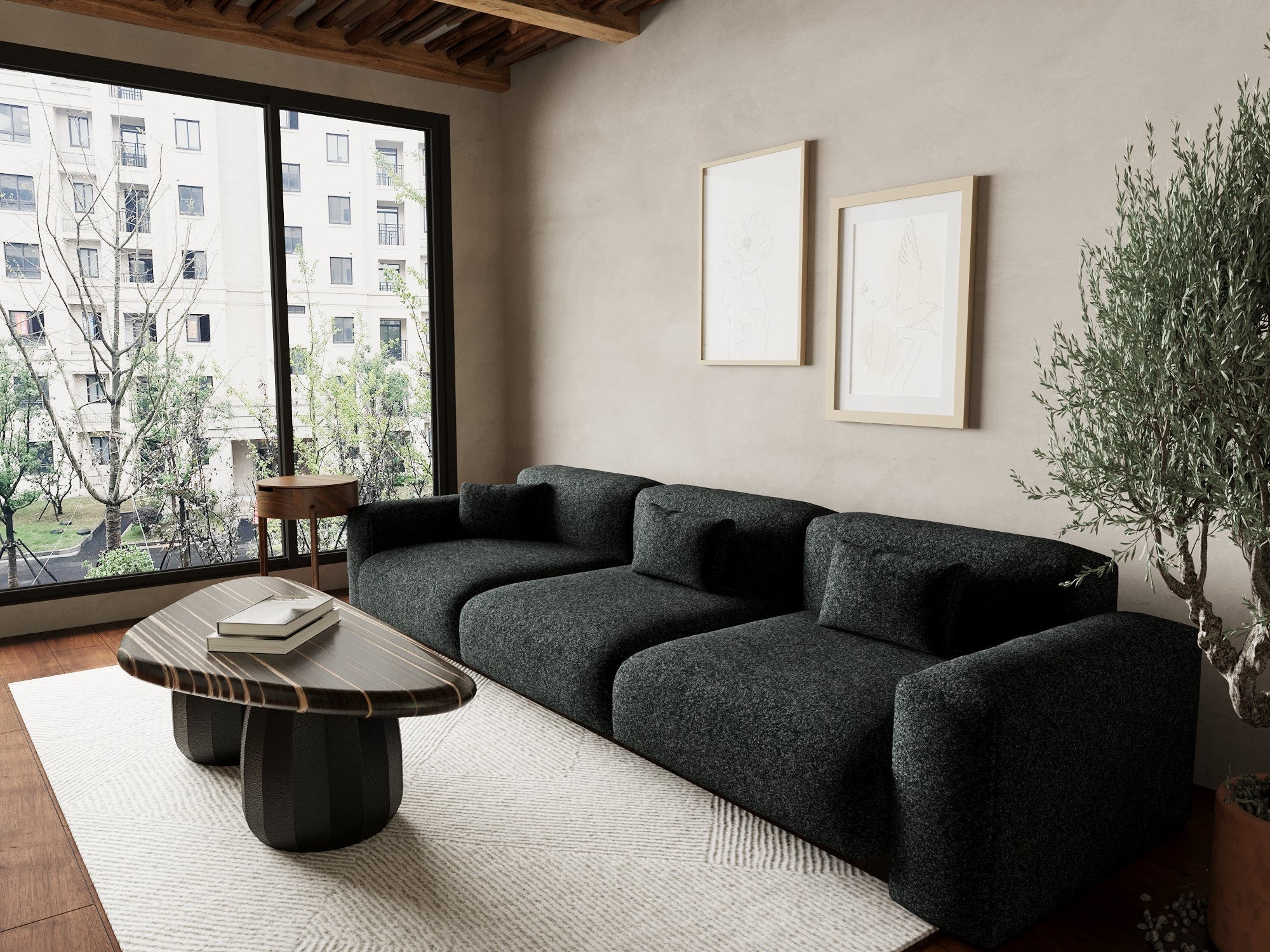 Tierra 3'lü Koltuk - Koyu Gri