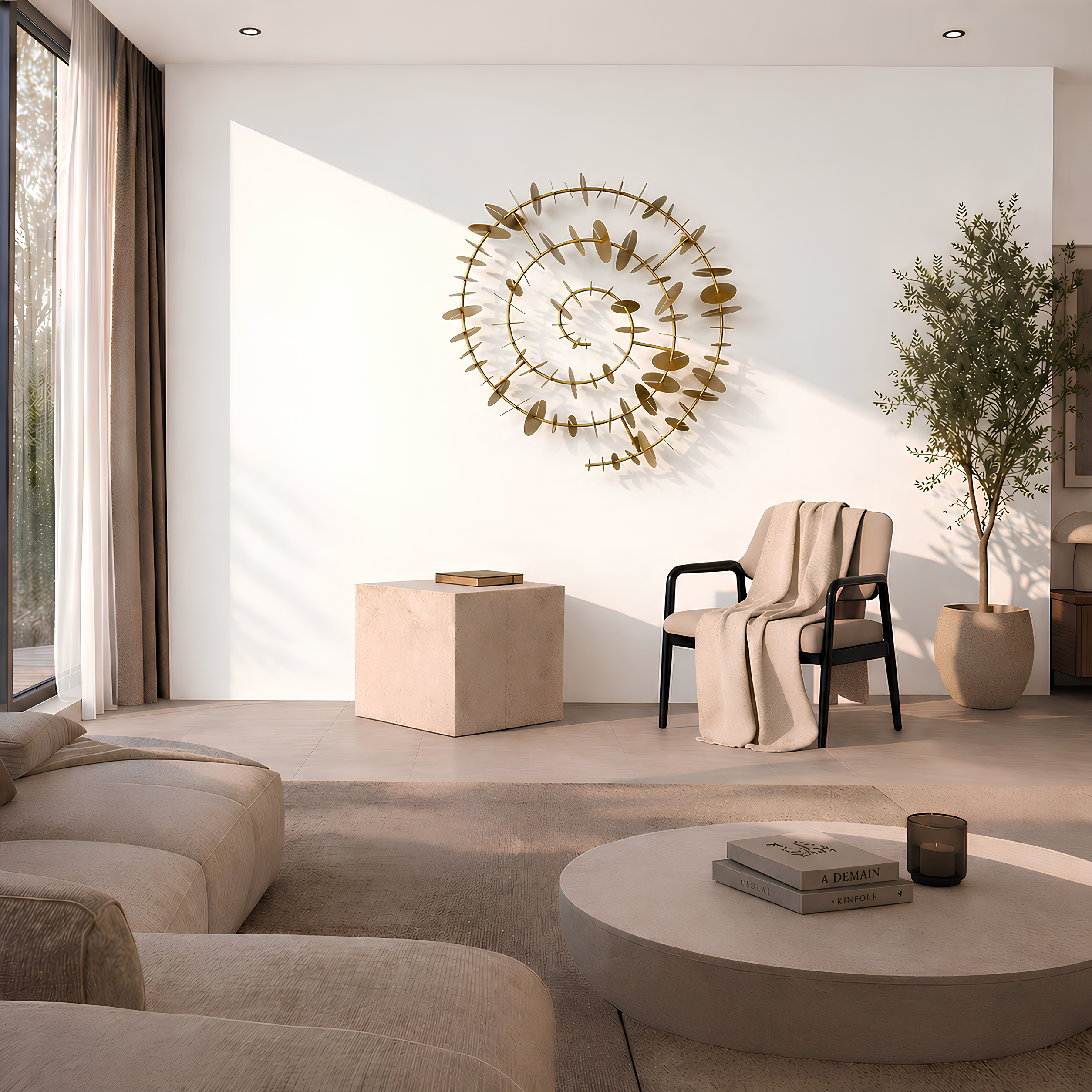 Time Spiral Metal Duvar Dekoru – 3D Modern Gold Duvar Aksesuarı / Time Spiral Metal Wall Decor – 3D Modern Gold Wall Sculpture