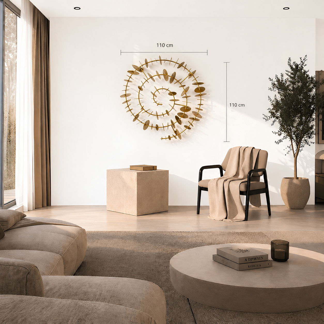 Time Spiral Metal Duvar Dekoru – 3D Modern Gold Duvar Aksesuarı / Time Spiral Metal Wall Decor – 3D Modern Gold Wall Sculpture
