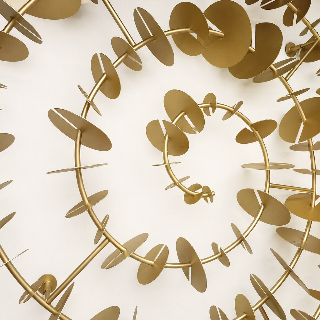 Time Spiral Metal Duvar Dekoru – 3D Modern Gold Duvar Aksesuarı / Time Spiral Metal Wall Decor – 3D Modern Gold Wall Sculpture