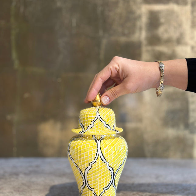 Tissue Desen Şah Küp-Dekoratif Ürün-Saleenart Design Objects-Yellow-NowShopFun