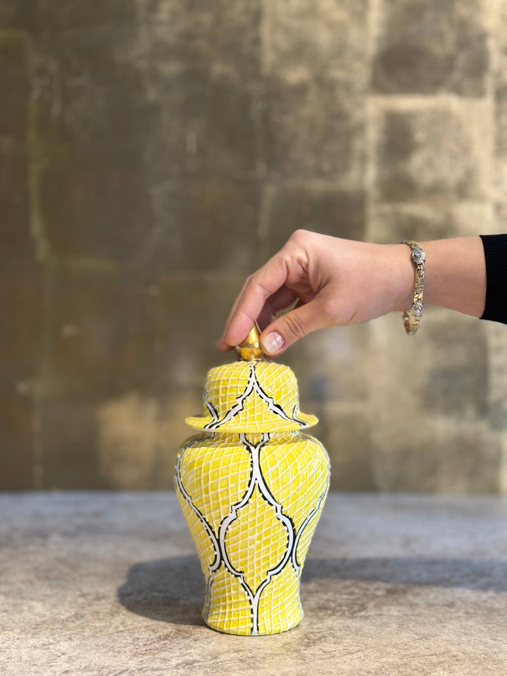 Tissue Desen Şah Küp-Dekoratif Ürün-Saleenart Design Objects-Yellow-NowShopFun