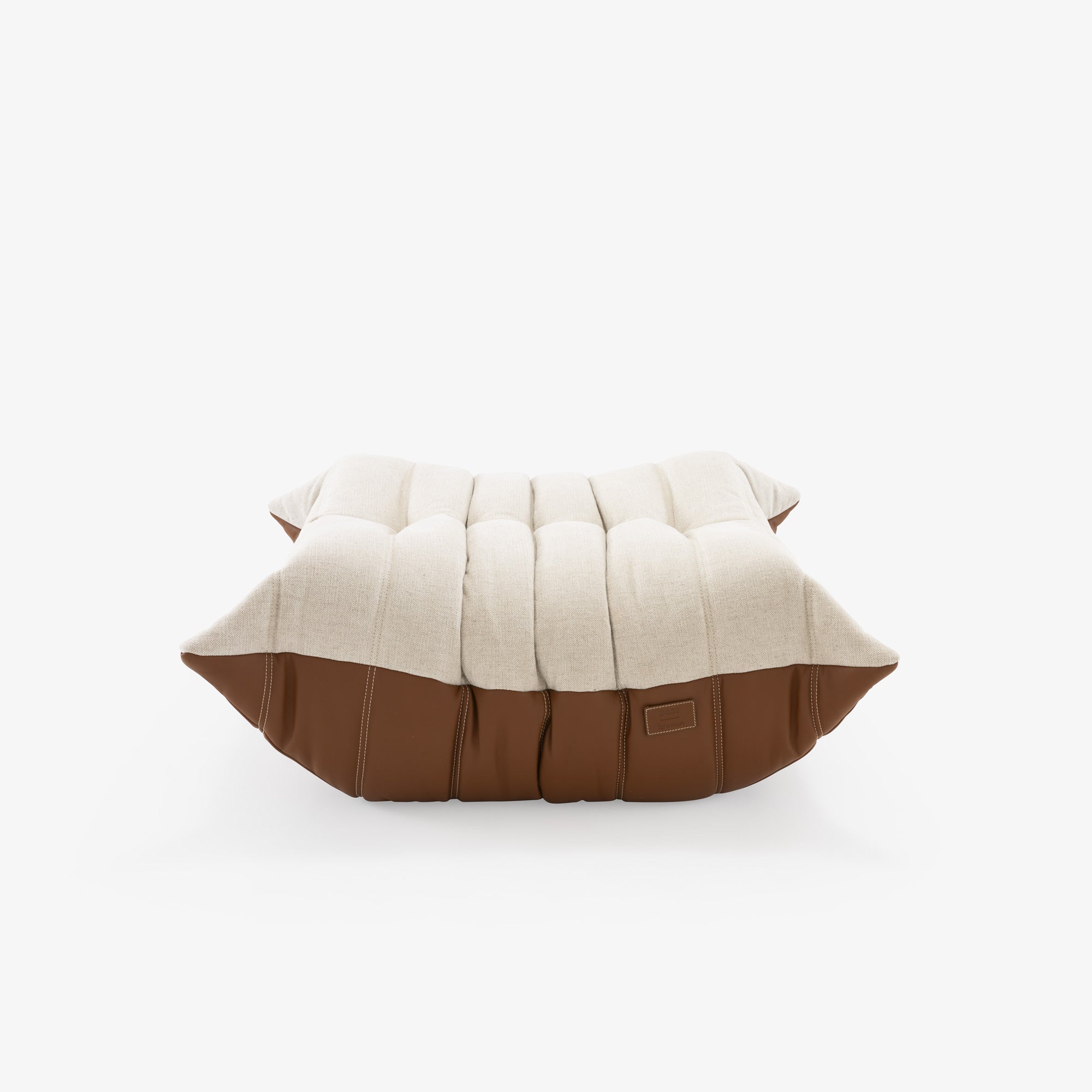 TOGO Deri Ve Keten Döşemeli Puf-Puf-Innature Home-Kahve - Bej-NowShopFun