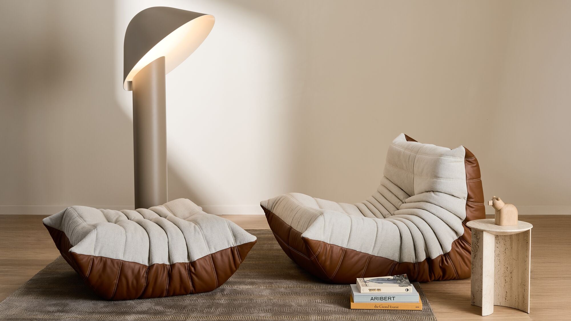 TOGO Kolsuz Berjer - Deri Ve Keten Döşemeli-Berjer-Innature Home-Kahve - Bej-NowShopFun