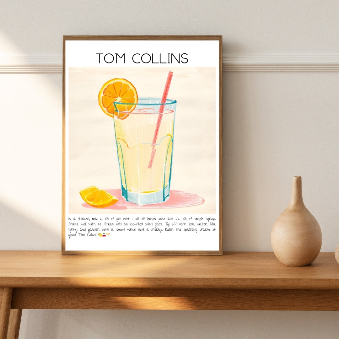 Tom Collins Cocktails Art Print Poster-Tablo-Muff Atelier-21x30cm-NowShopFun