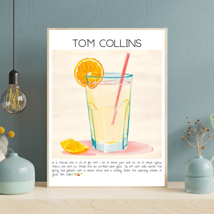 Tom Collins Cocktails Art Print Poster-Tablo-Muff Atelier-21x30cm-NowShopFun