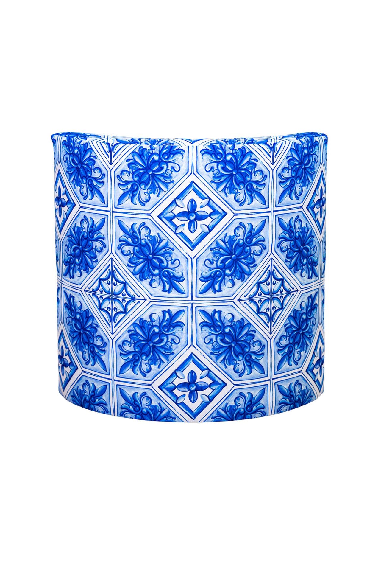 Toscana Desenli Sırt Destekli Kadife Puf