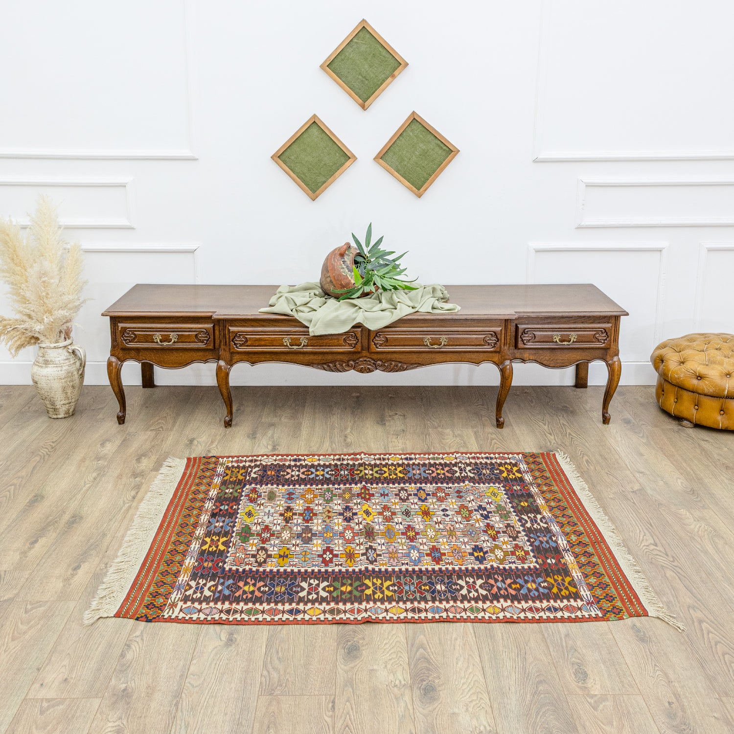 Tove Renkli Yün Nuzumla Kilimi 109x152 cm-Kilim-Soho Antiq-NowShopFun