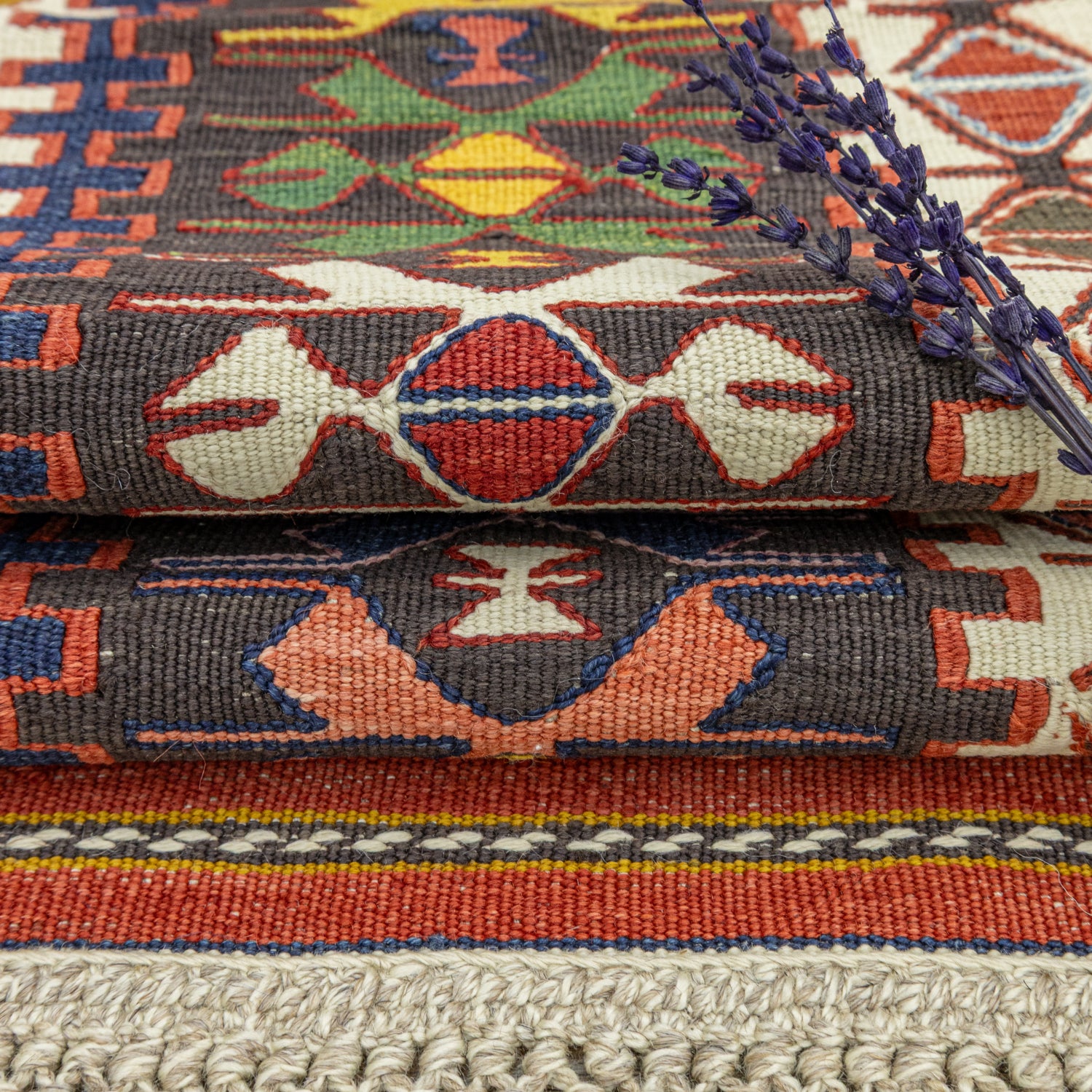 Tove Renkli Yün Nuzumla Kilimi 109x152 cm-Kilim-Soho Antiq-NowShopFun