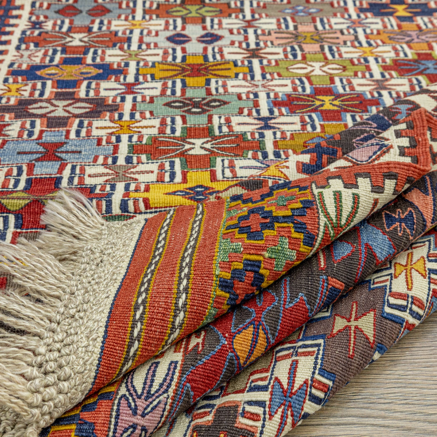 Tove Renkli Yün Nuzumla Kilimi 109x152 cm-Kilim-Soho Antiq-NowShopFun