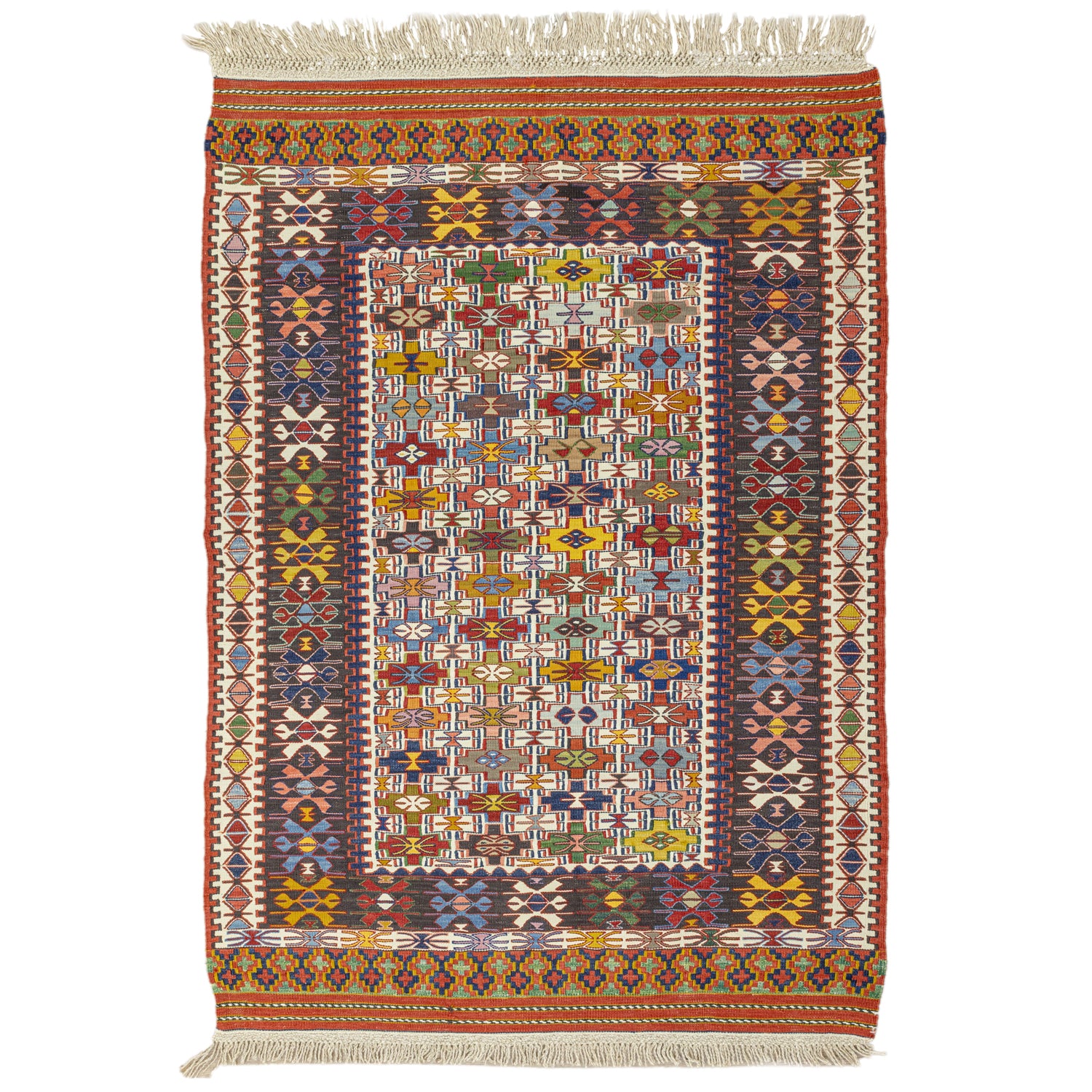 Tove Renkli Yün Nuzumla Kilimi 109x152 cm-Kilim-Soho Antiq-NowShopFun