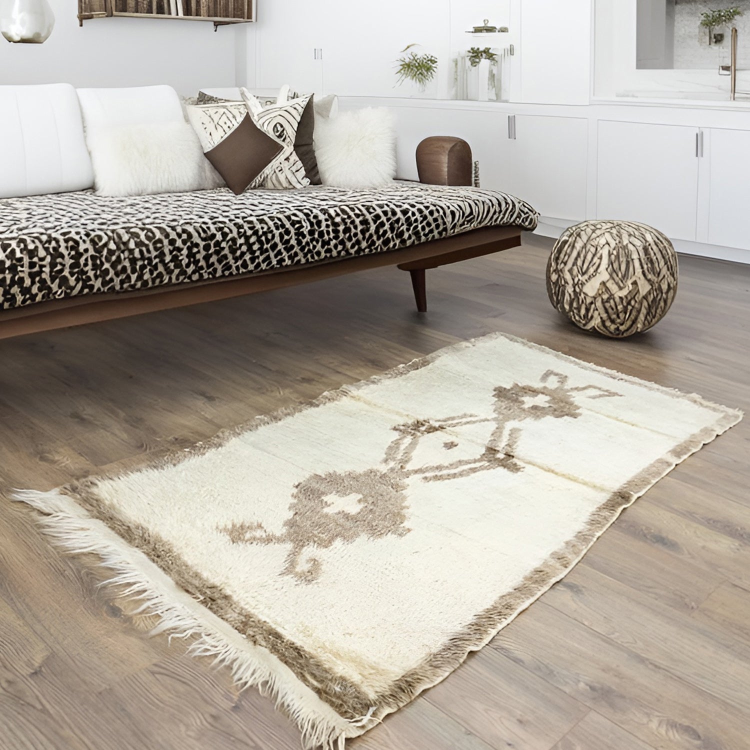Tozgun İlkel Desenli El Dokuma Tülü Halı 95x191 cm-TURKISH HANDWOVEN RUGS-Soho Antiq-NowShopFun