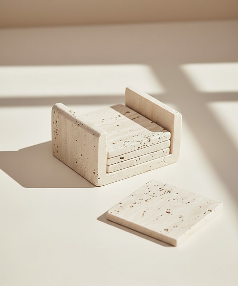 Traverten Bardak Altlığı (6'lı Set)