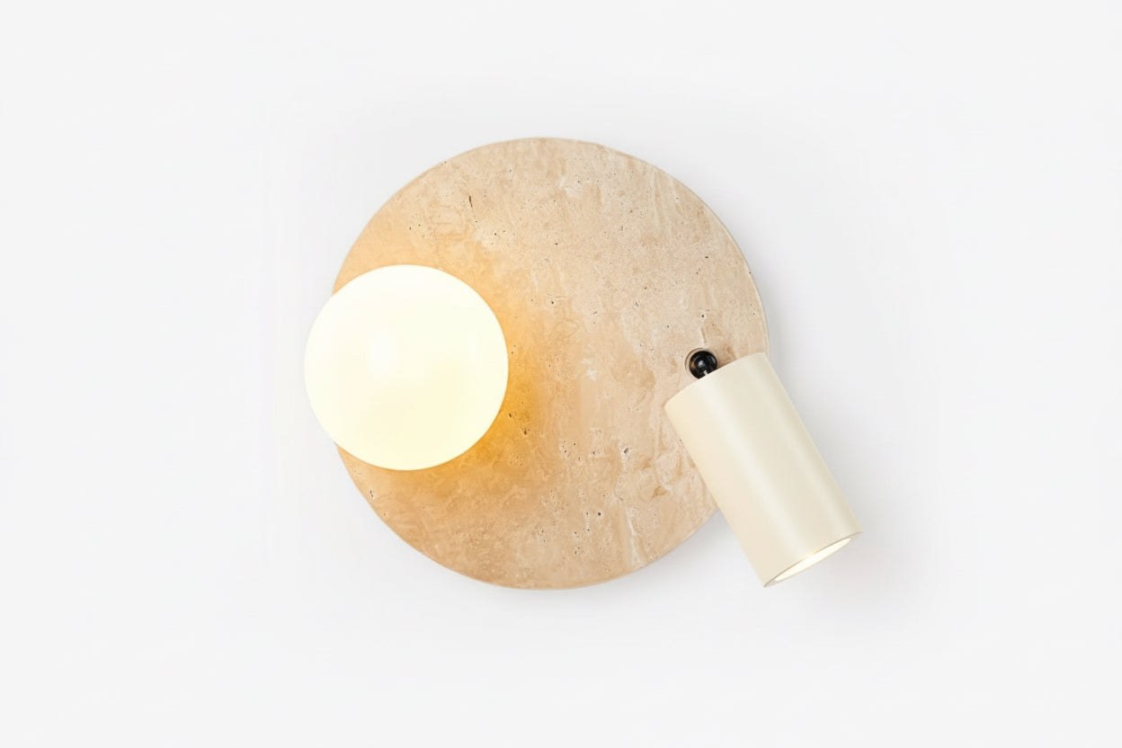 Traverten Camlı Spotlu Armatür Aplik