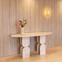 Traverten Oval Konsol Kemer Ayaklı 120x60x75 Cm