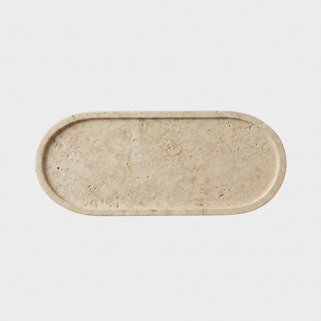 Traverten Oval Tepsi - Sunumluk