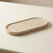 Traverten Oval Tepsi - Sunumluk