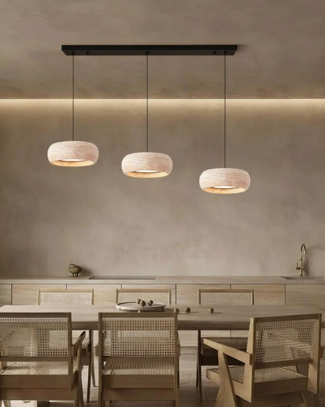 Traverten Tasarım Üçlü Avize