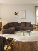 Tribeca Bouclé Köşe Koltuk Modern Tasarım Koyu Kahverengi 274cm