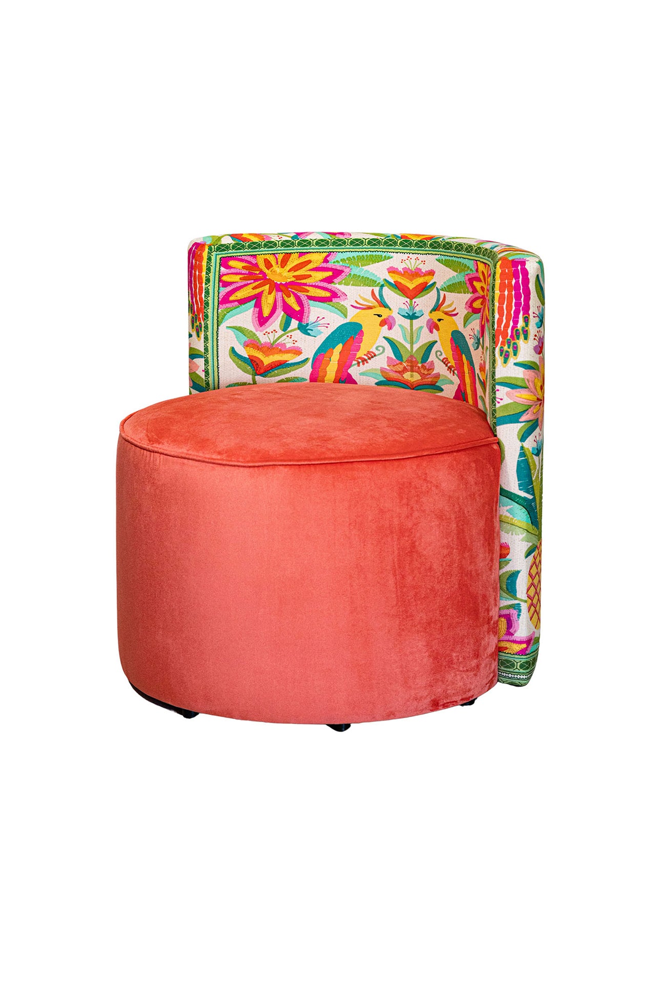 Tropikal Desenli Sırt Destekli Puf