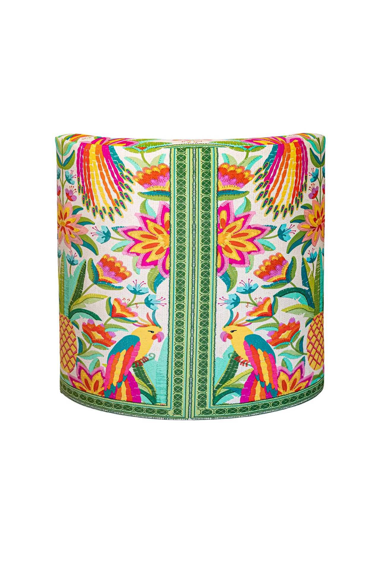 Tropikal Desenli Sırt Destekli Puf