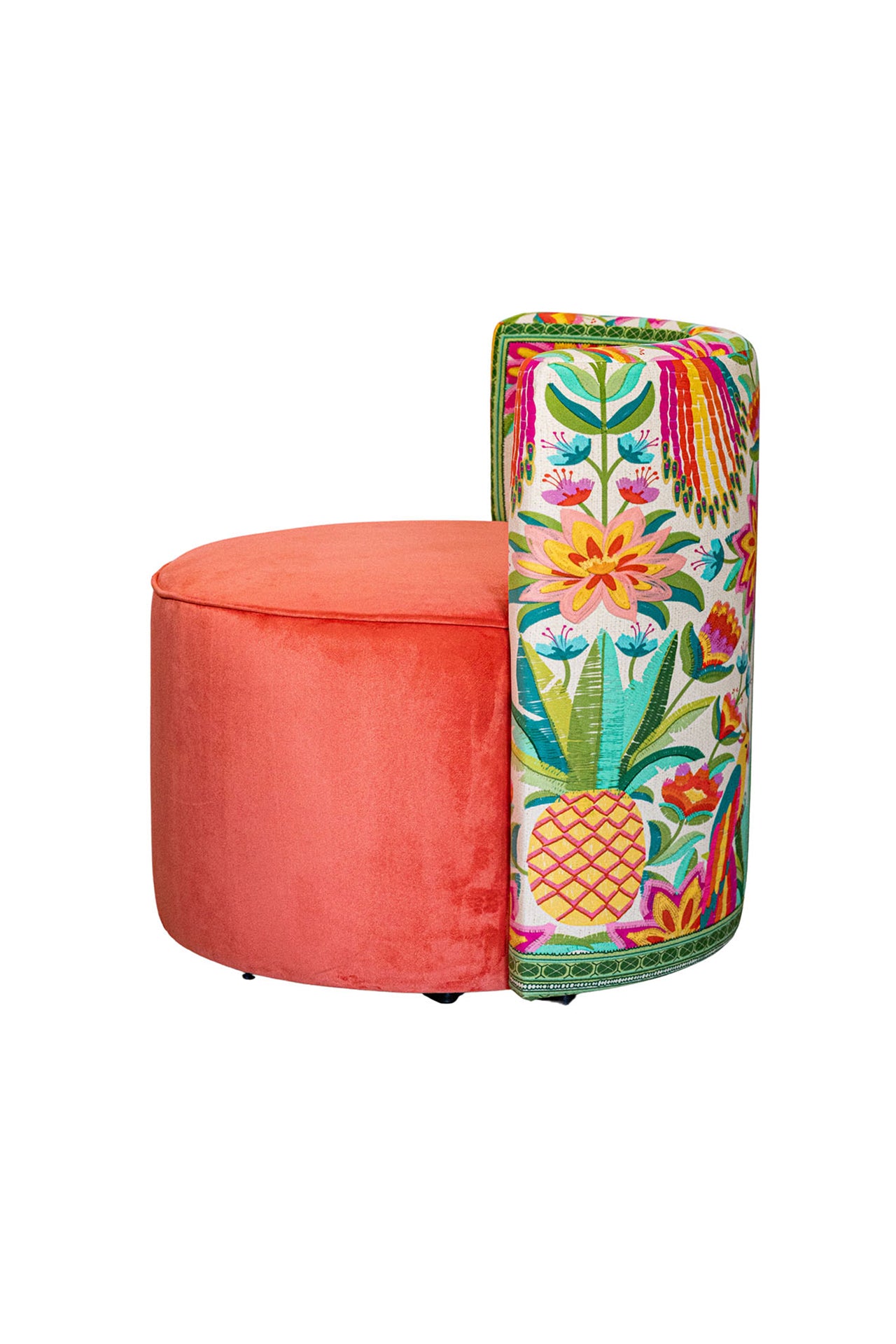 Tropikal Desenli Sırt Destekli Puf