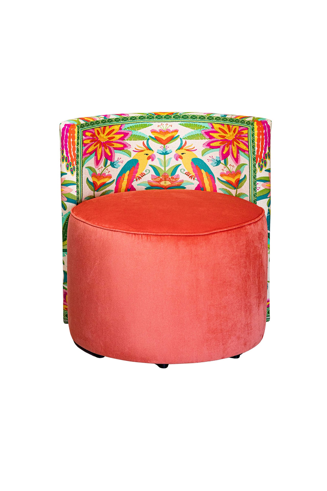 Tropikal Desenli Sırt Destekli Puf