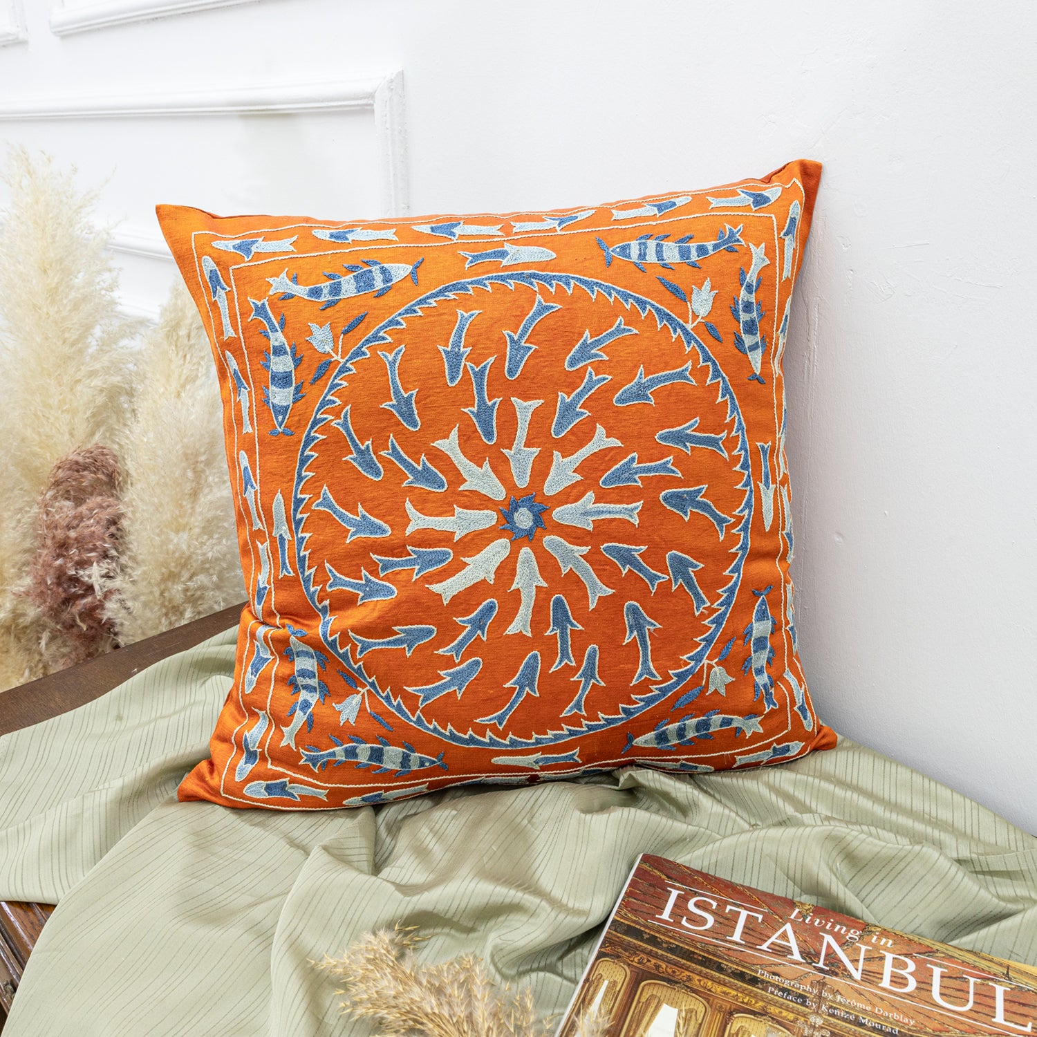 Tully İpek Suzani Kırlent 50x50 cm-Yastık & Kırlent-Soho Antiq-NowShopFun