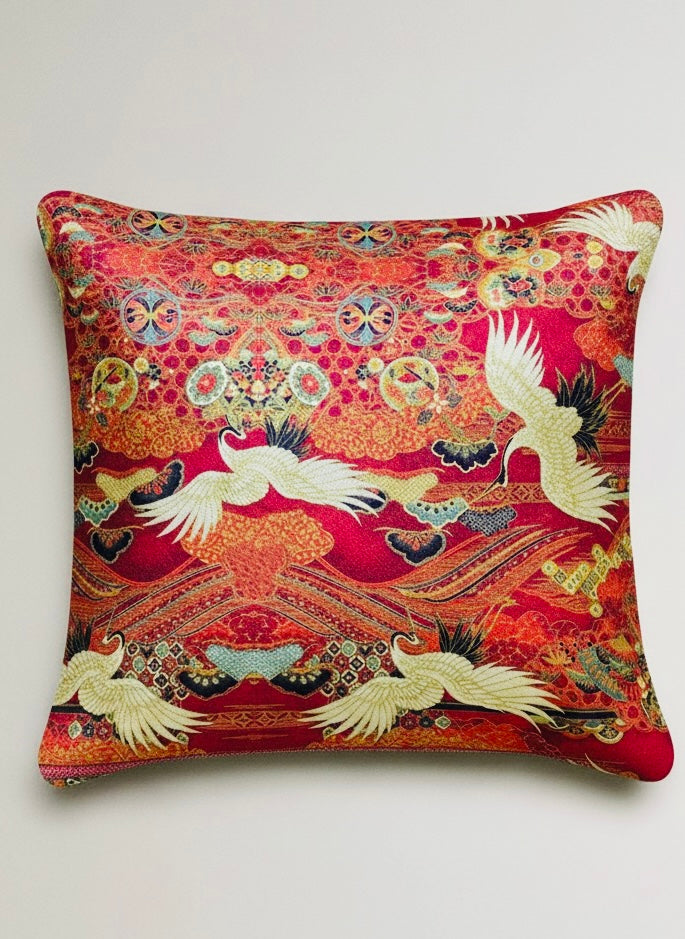 Turna Kuşu Parlak Kadife Kırlent Kılıfı