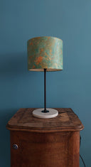 Turquoise Ebru Desenli Mermer Tabanlı Abajur-Abajur-Atelier Ozz-NowShopFun
