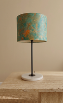 Turquoise Ebru Desenli Mermer Tabanlı Abajur-Abajur-Atelier Ozz-NowShopFun