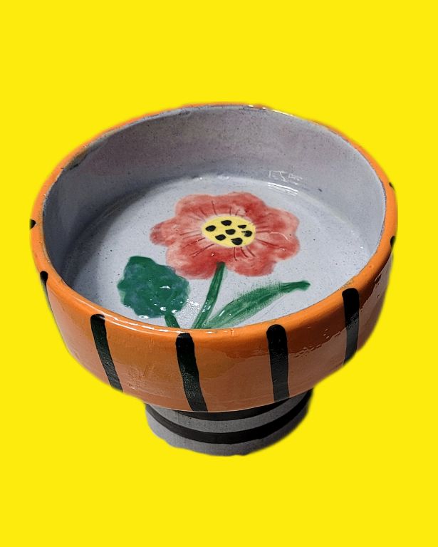 Turuncu Ayaklı Seramik Sunum Kasesi