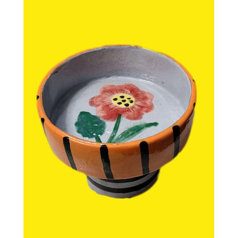 Turuncu Ayaklı Seramik Sunum Kasesi