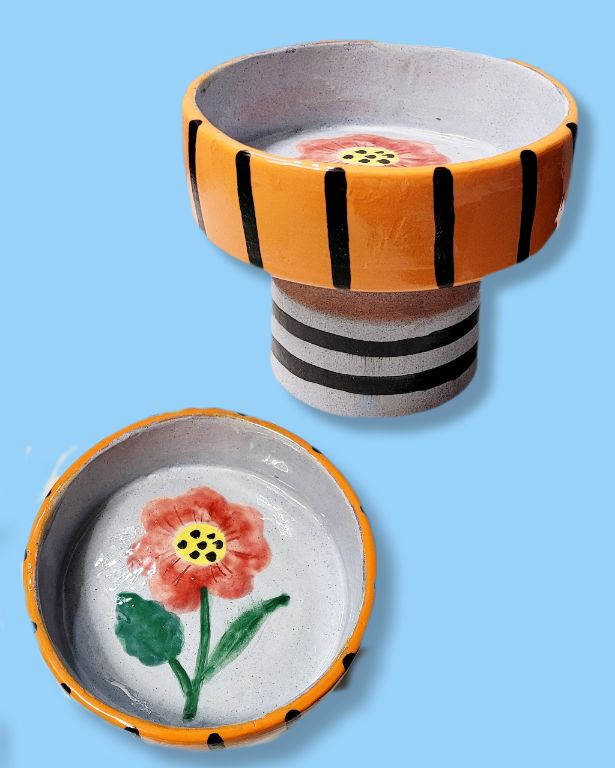 Turuncu Ayaklı Seramik Sunum Kasesi