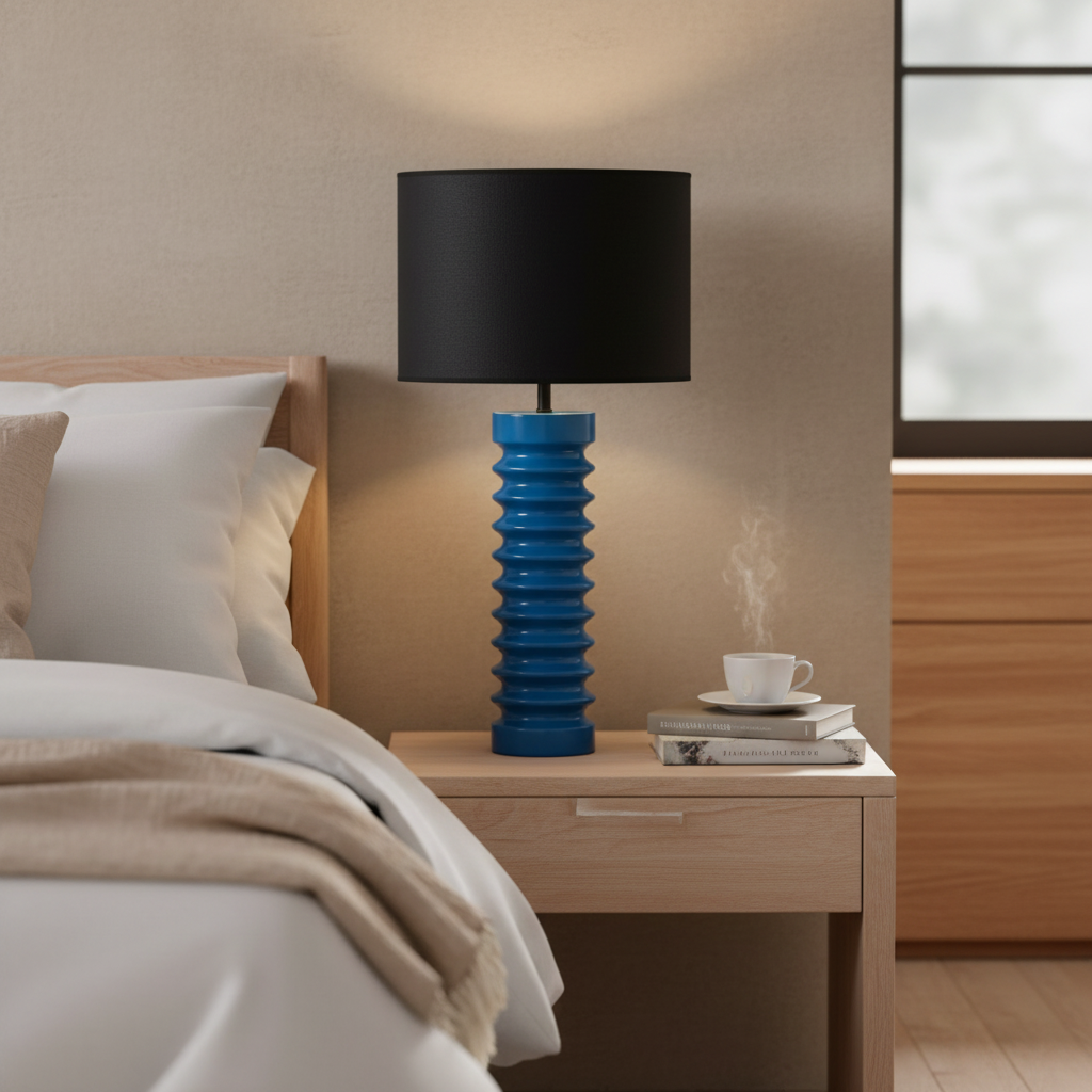 Twist Ahşap Abajur Mavi-Abajur-Pinot Interior-NowShopFun