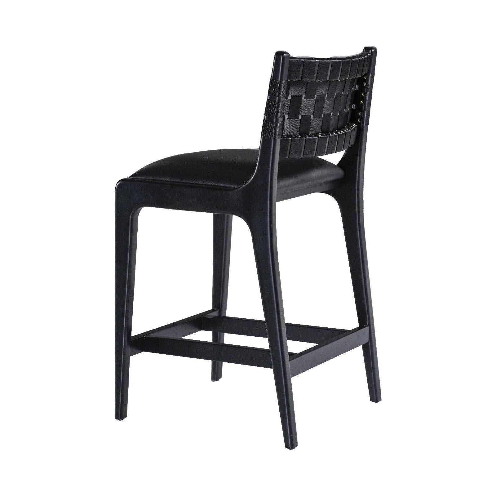 Una Siyah Deri Bar Sandalyesi