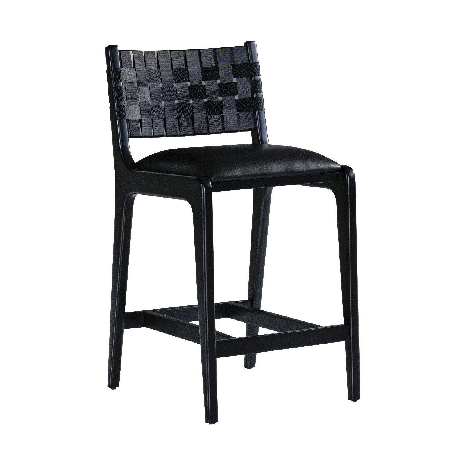 Una Siyah Deri Bar Sandalyesi