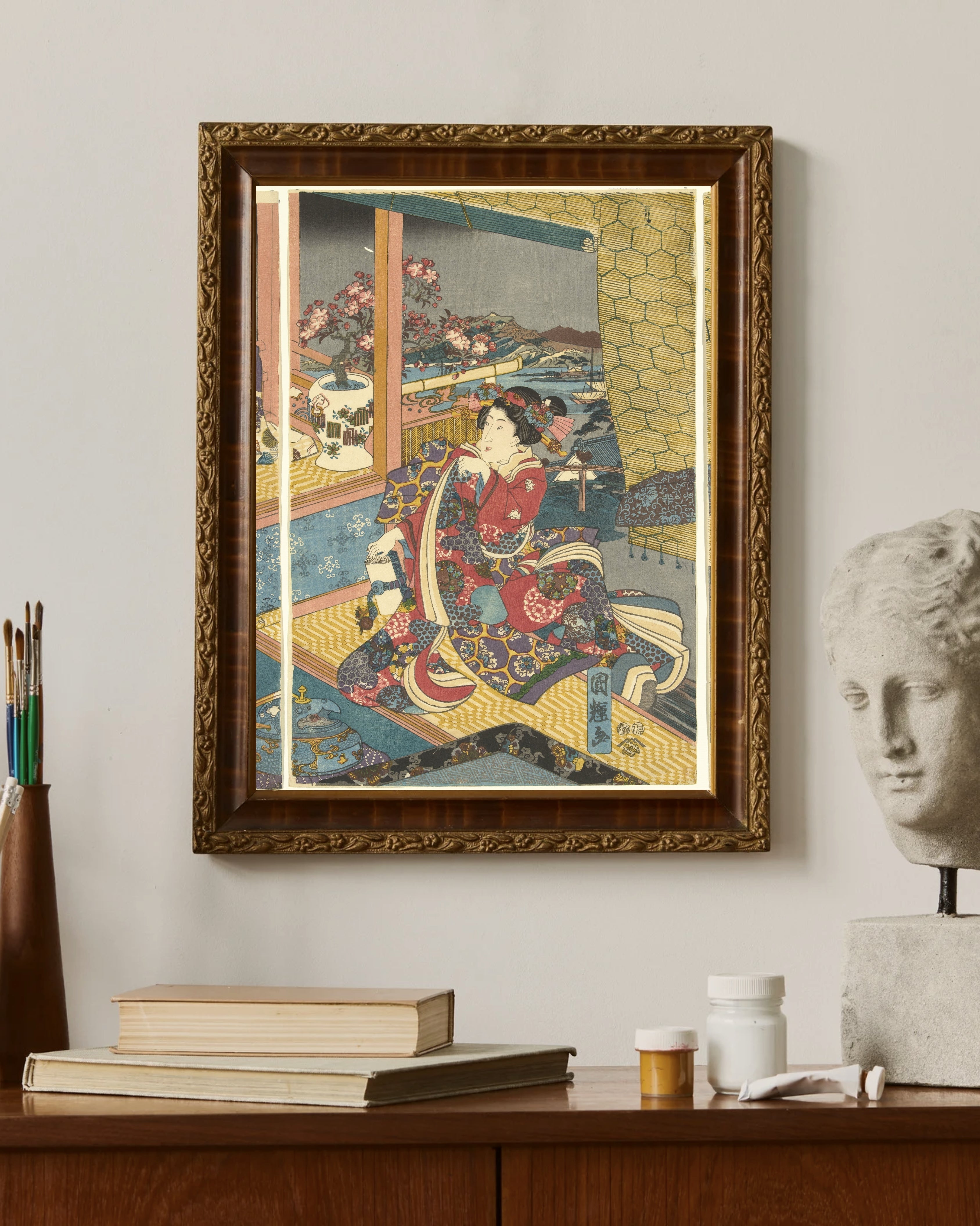 Utagawa Kuniteru - Çiçekler Fine Art Baskı