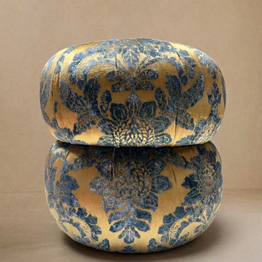 Safir, Osmanlı Motifli  Lüks Dokulu Puf/Yan Sehpa-Gold