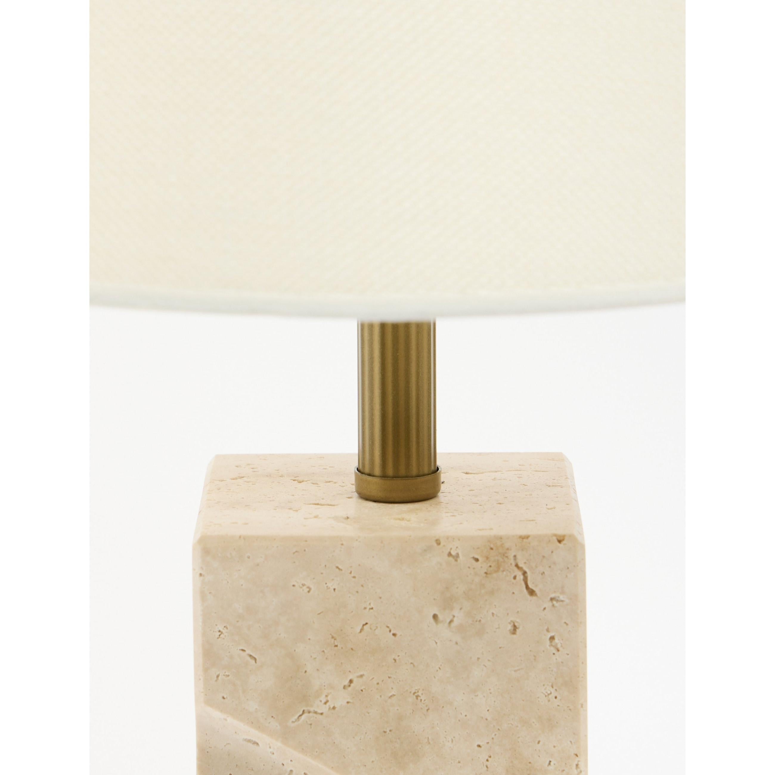 Valen Kumaş Şapkalı Traverten Abajur